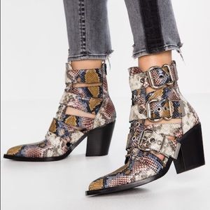 Jeffrey Campbell snake buckle booties
